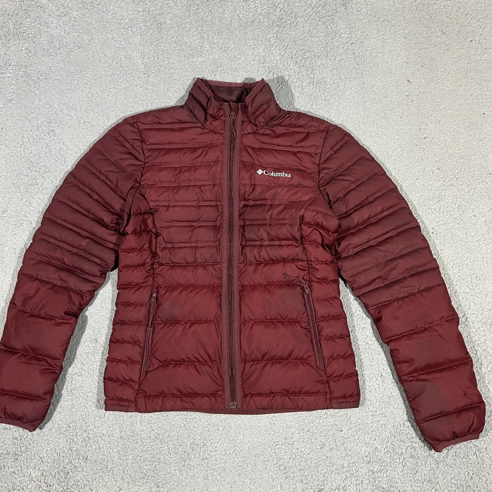 Columbia 650 Women's Powder Lite Hybrid Red Down Puffer Jacket Full Zip XS #2402 - Picture 1 of 10
